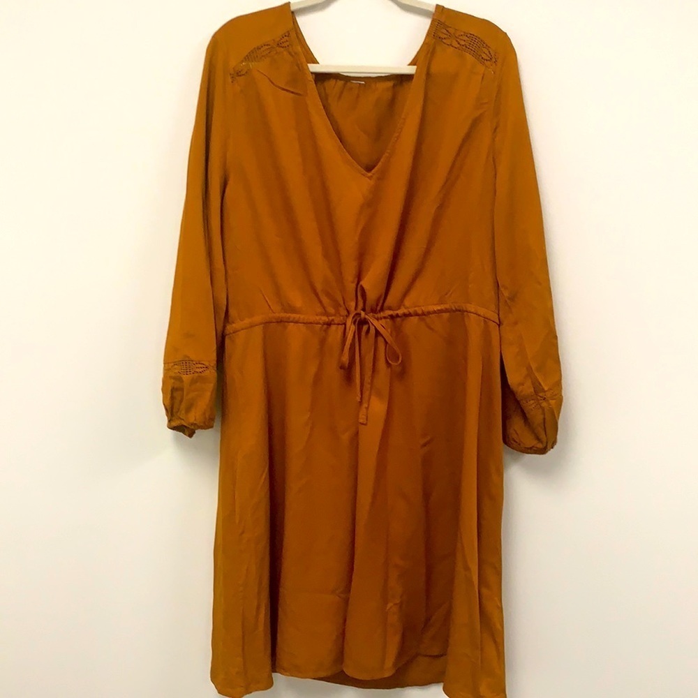 Burnt Orange 100% viscose long sleeve Dress SZ XL